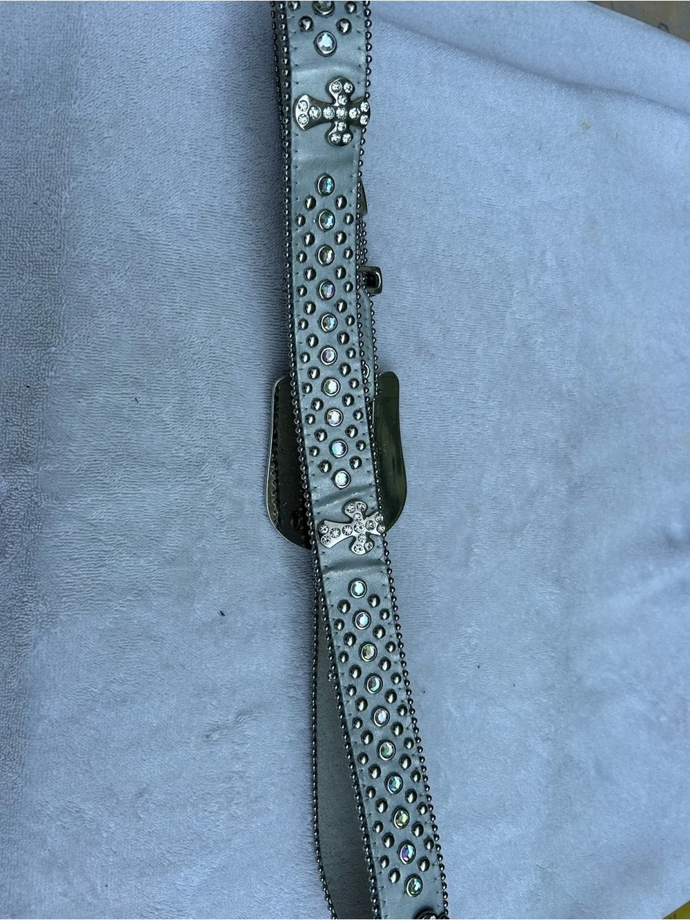 Women's Silver Rhinestone Studded Western Belt